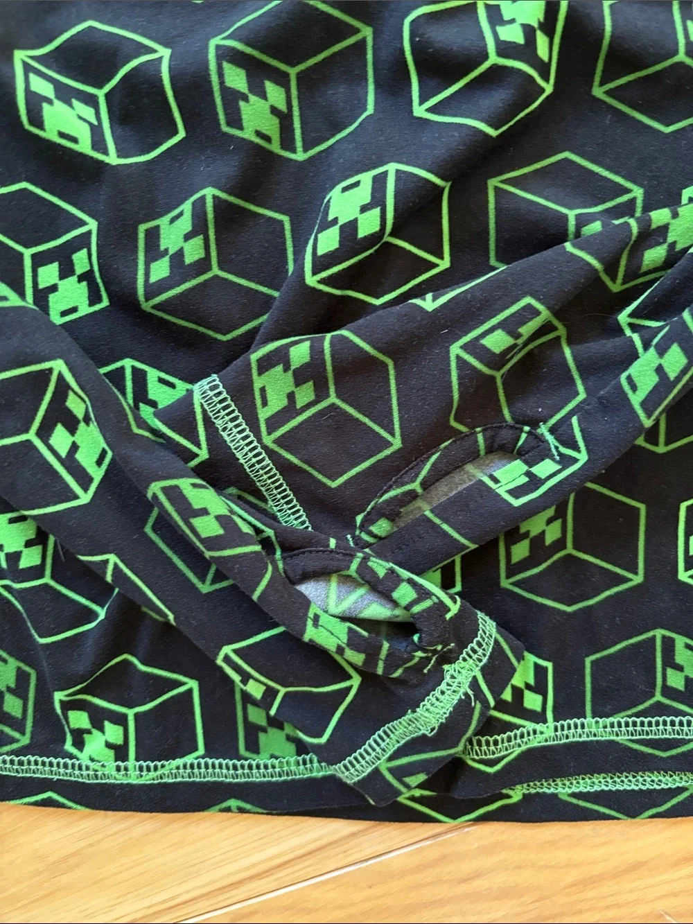 Kids Black and Neon Green Geometric Cube Pajama Set